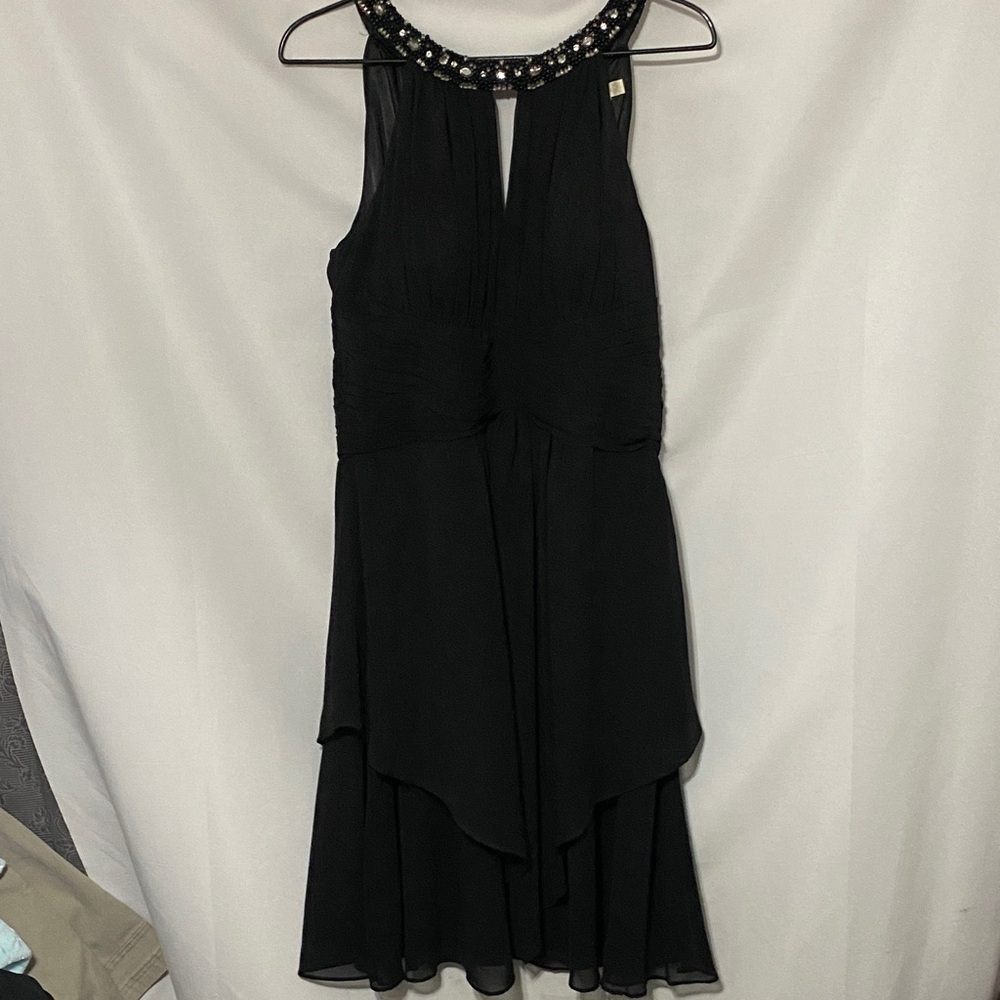 ELIZA J WO SIZE 12 Elegant Black Sleeveless COCKTAIL EVENING Dress beaded collar